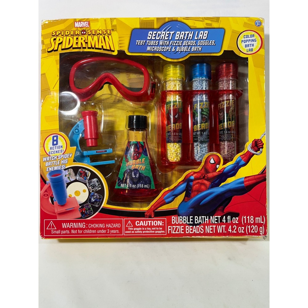 Marvel Spider-Man‎ 2011 Secret Bath Lab Bubble Bath Fizzy Goggles Microscope Kit